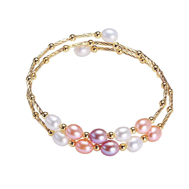 Pulsera de perlas de agua dulce estilo étnico barroco