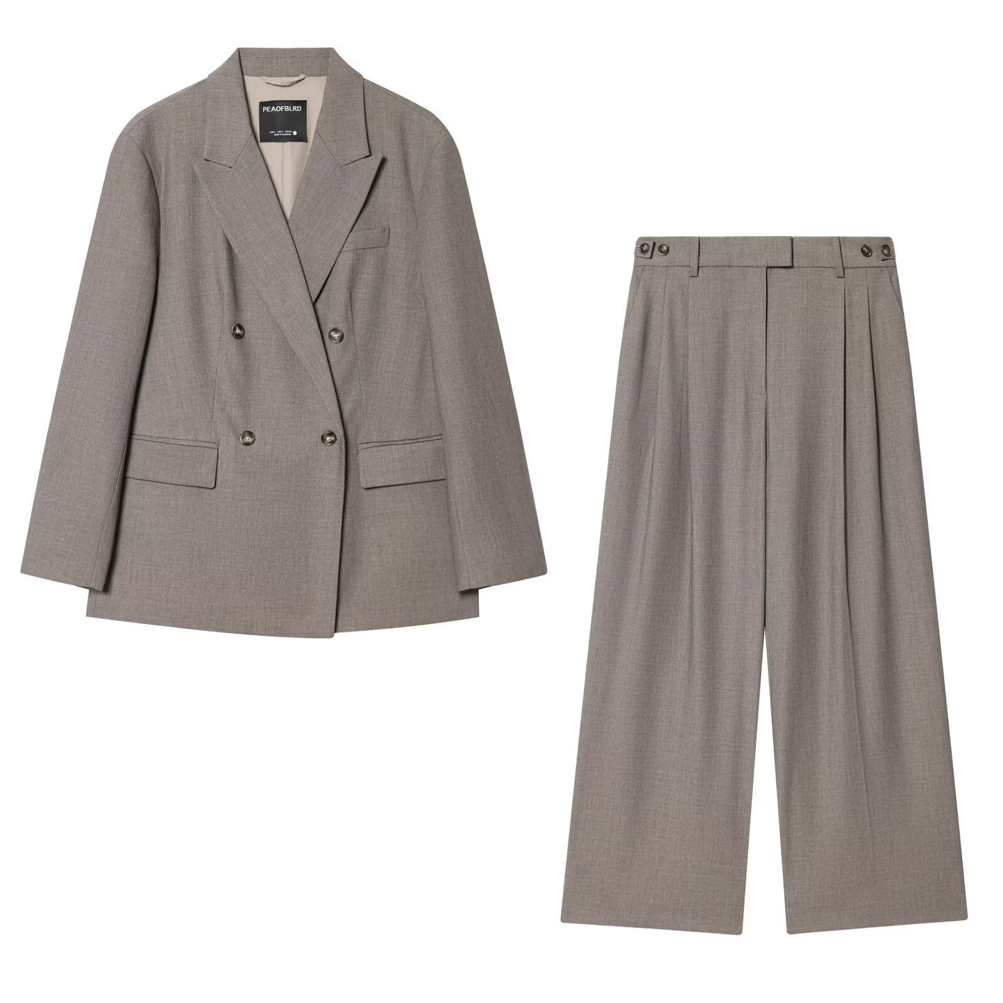 Conjunto de blazer de doble botonadura y pantalones