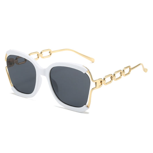 Gafas de Sol Ovaladas con Cadena Montura Metal UV400