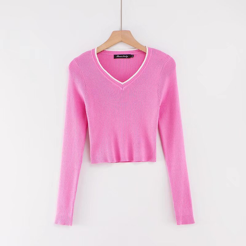 Top de manga larga con cuello en V