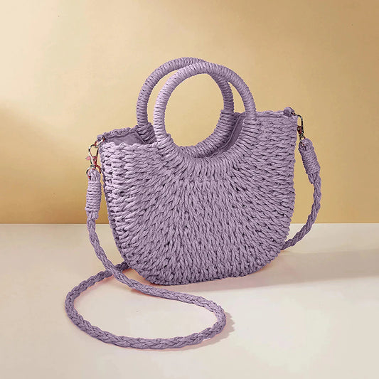 Bolso de hierba trenzada para mujer, versátil para la playa