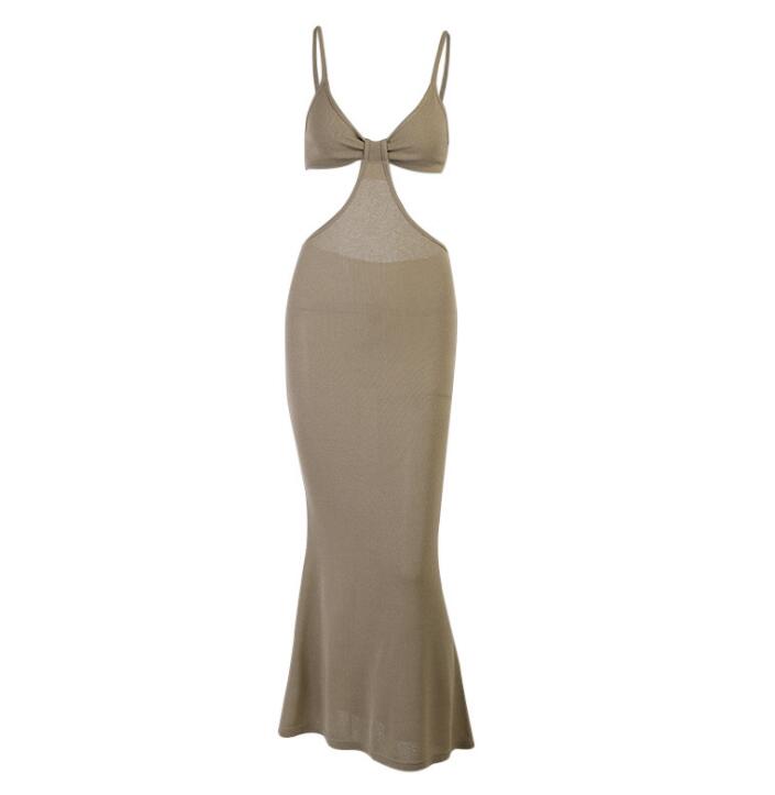 Vestido maxi de punto con espalda descubierta para verano