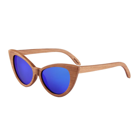 Gafas de sol polarizadas cat eye de madera retro