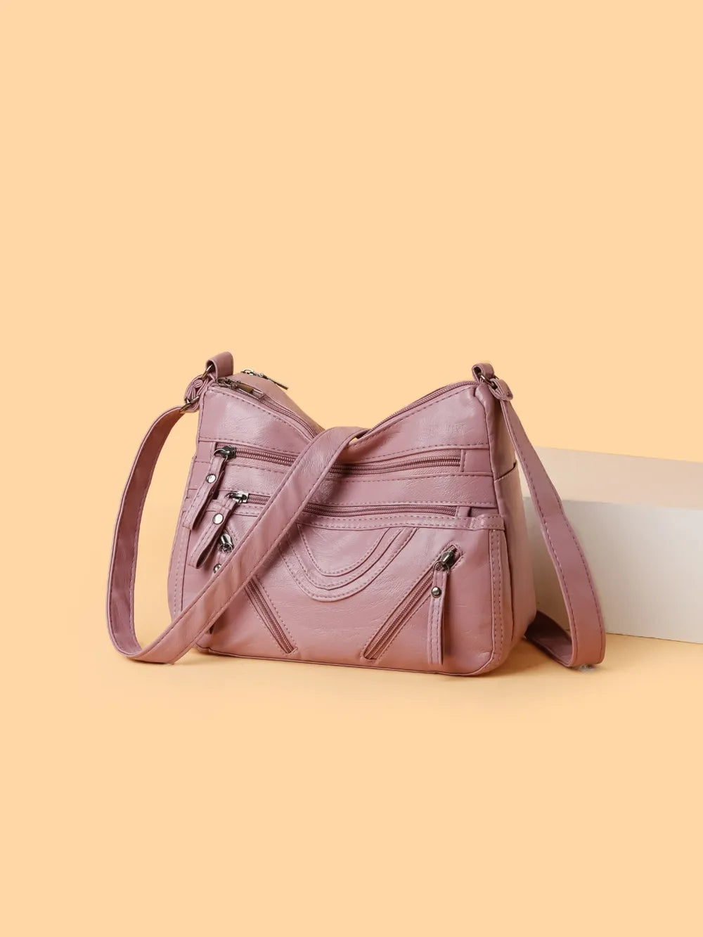 Bolso Bandolera Mediano de Piel Sintética con Múltiples Compartimentos