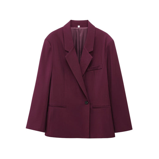 Conjunto de blazer holgado de doble botonadura y pantalones largos