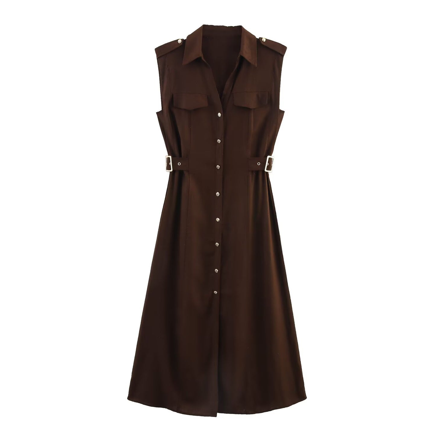 Vestido midi de lino para mujer