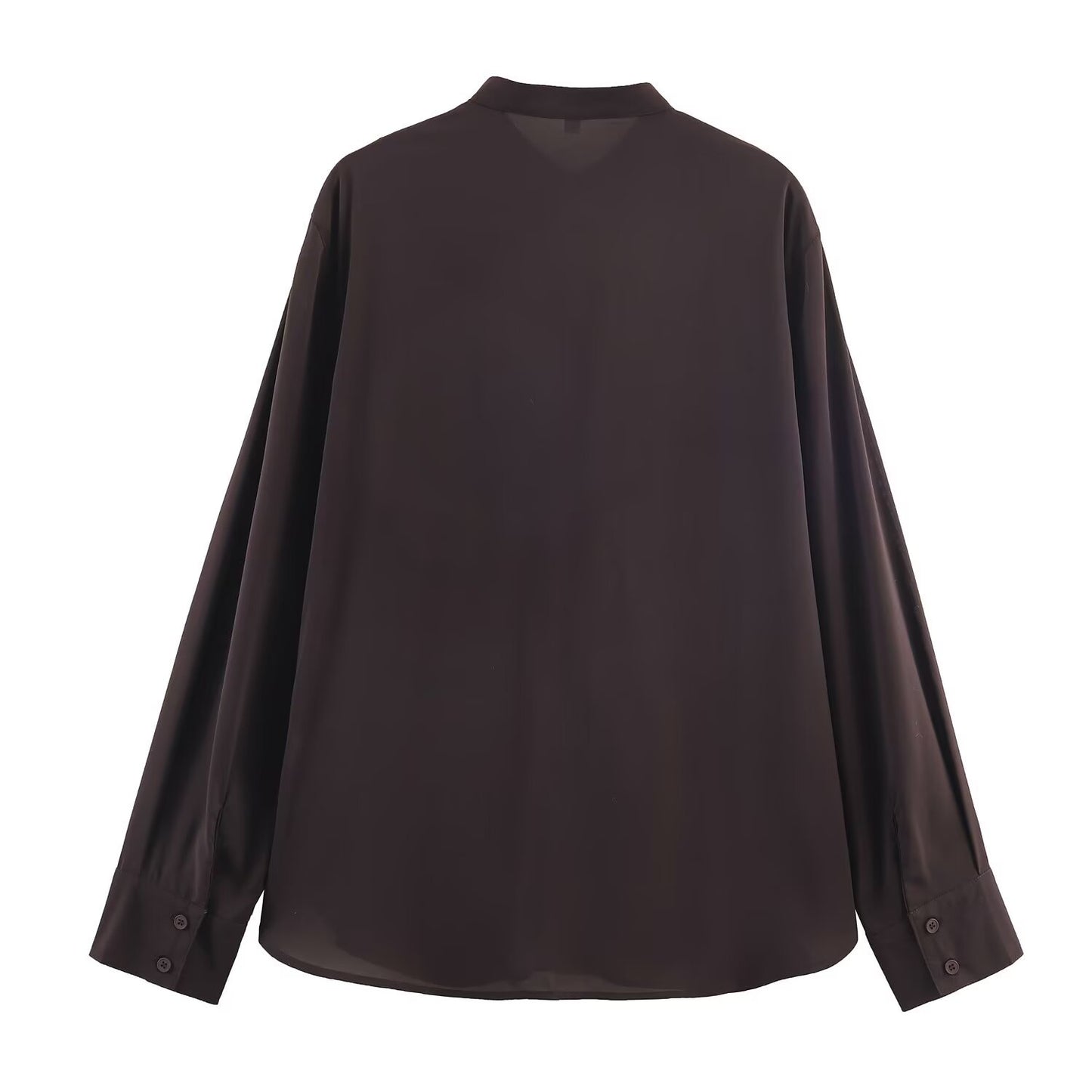 Blusa de manga larga con cuello volante colgante