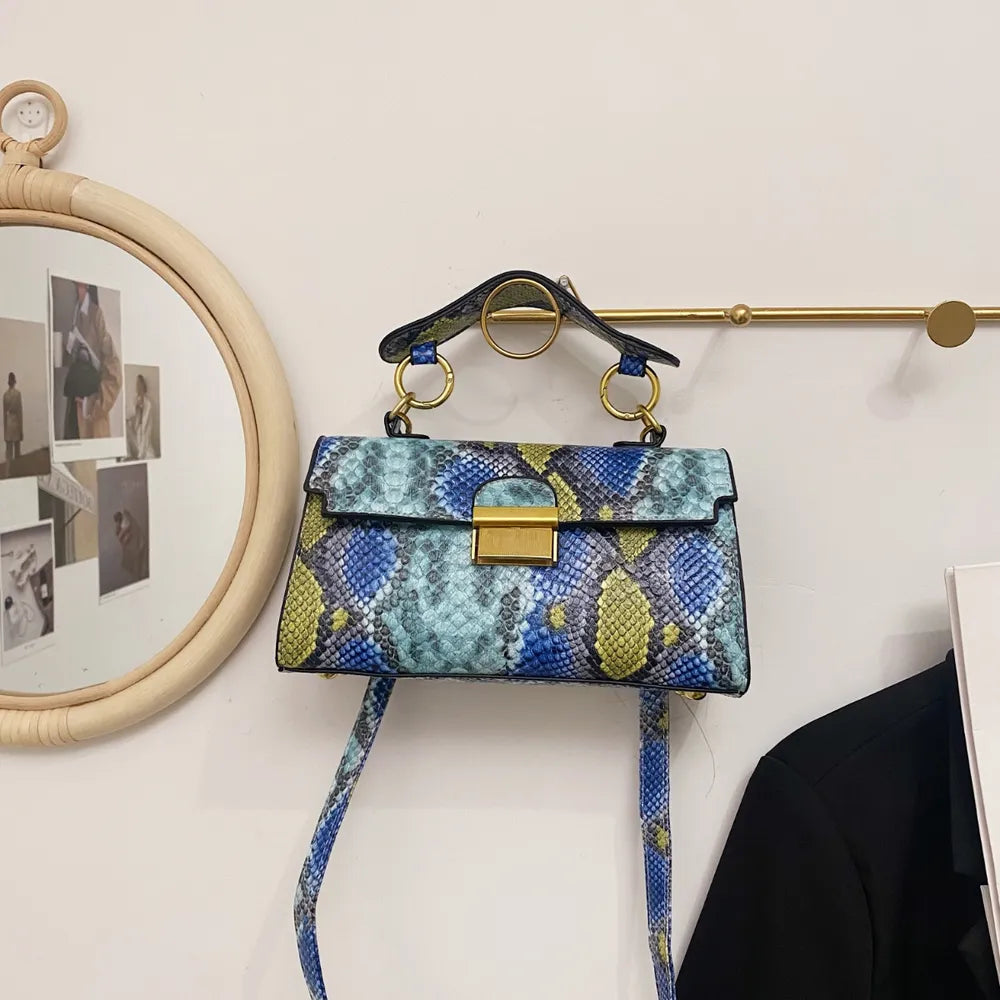 Bolso Bandolera de Piel Sintética con Estampado de Serpiente