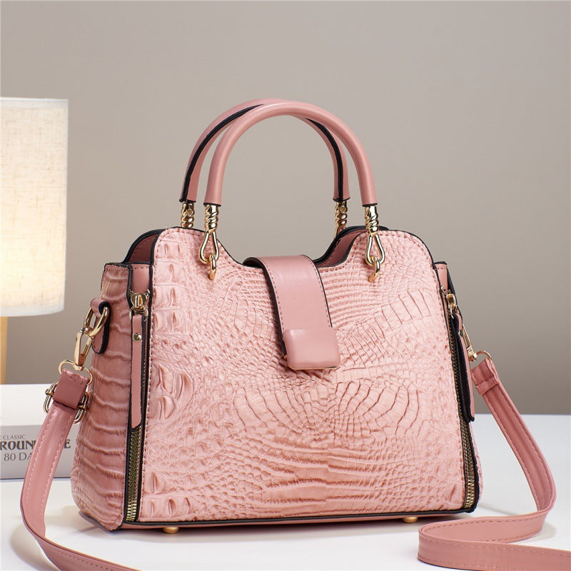 Bolso Tote y Bandolera con Patrón Cocodrilo de Gran Capacidad
