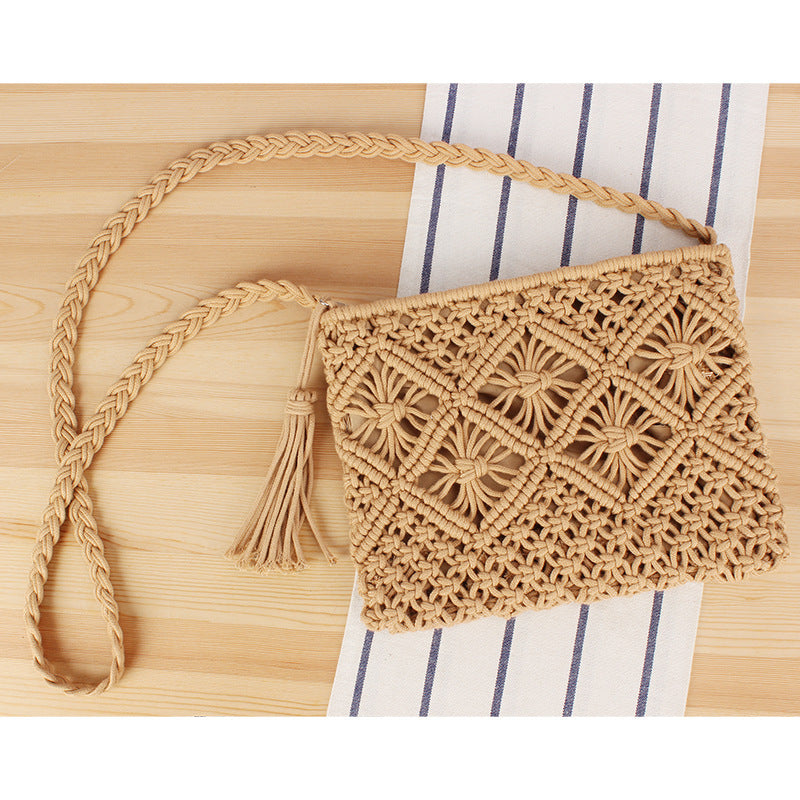 Bolso de Mano Tejido con Flecos Retro para Playa y Viaje