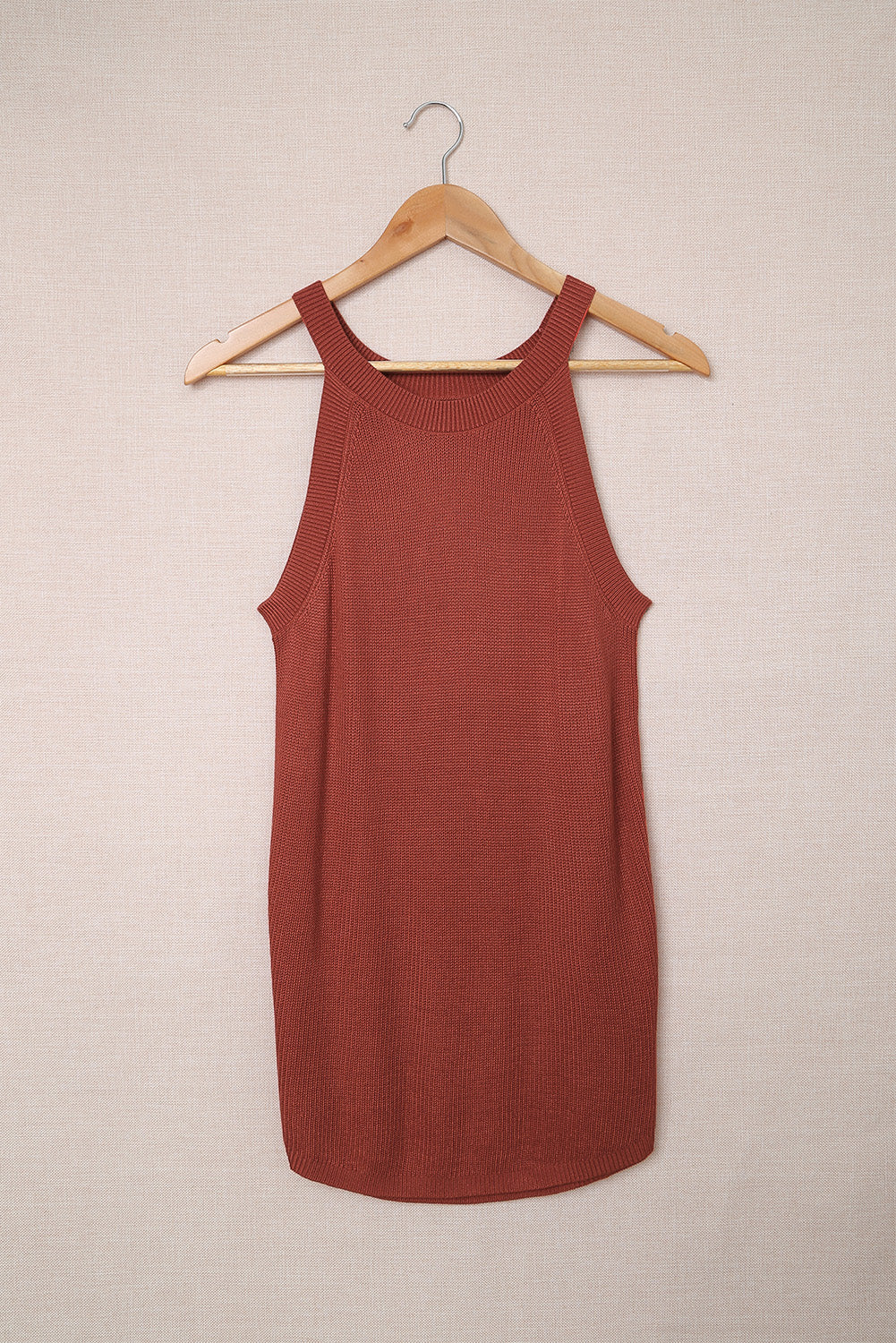 Top sin mangas de punto acanalado slim fit