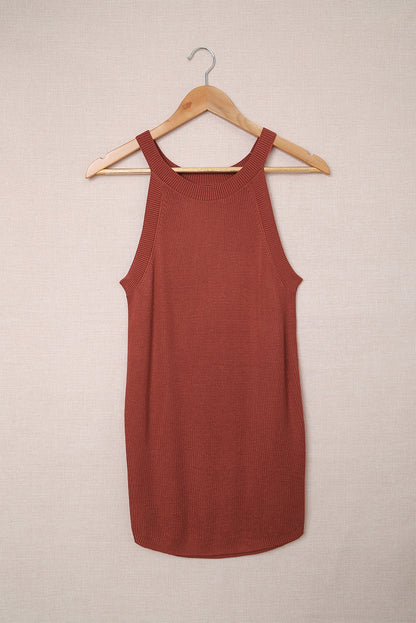 Top sin mangas de punto acanalado slim fit
