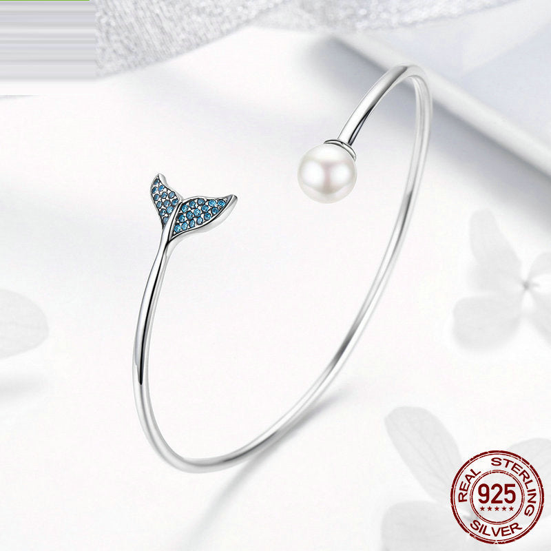 Pulsera de Plata de Ley 925 Lágrimas de Sirena con Circonita y Perla