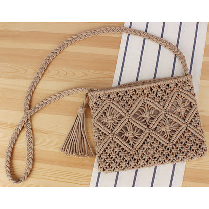 Bolso de Mano Tejido con Flecos Retro para Playa y Viaje