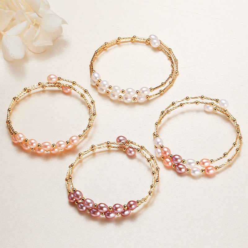 Pulsera de perlas de agua dulce estilo étnico barroco