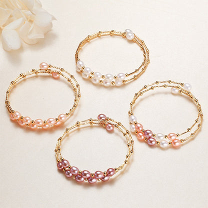 Pulsera de perlas de agua dulce estilo étnico barroco