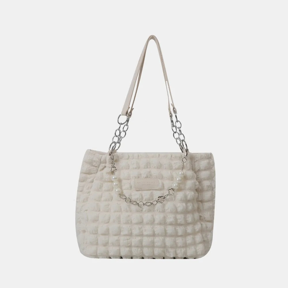 Bolso Tote con Textura Burbuja y Cadena