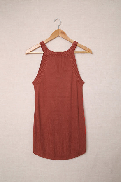 Top sin mangas de punto acanalado slim fit