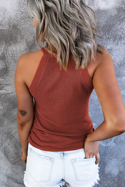 Top sin mangas de punto acanalado slim fit