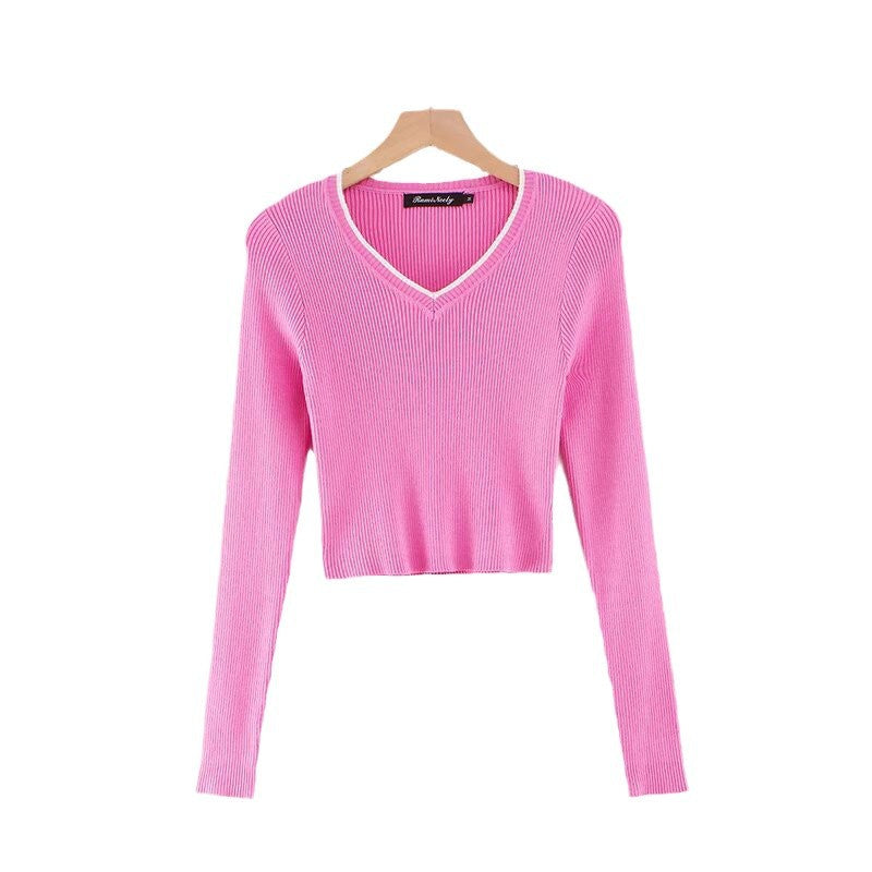 Top de manga larga con cuello en V