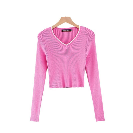 Top de manga larga con cuello en V