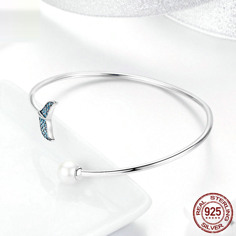 Pulsera de Plata de Ley 925 Lágrimas de Sirena con Circonita y Perla