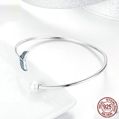 Pulsera de Plata de Ley 925 Lágrimas de Sirena con Circonita y Perla