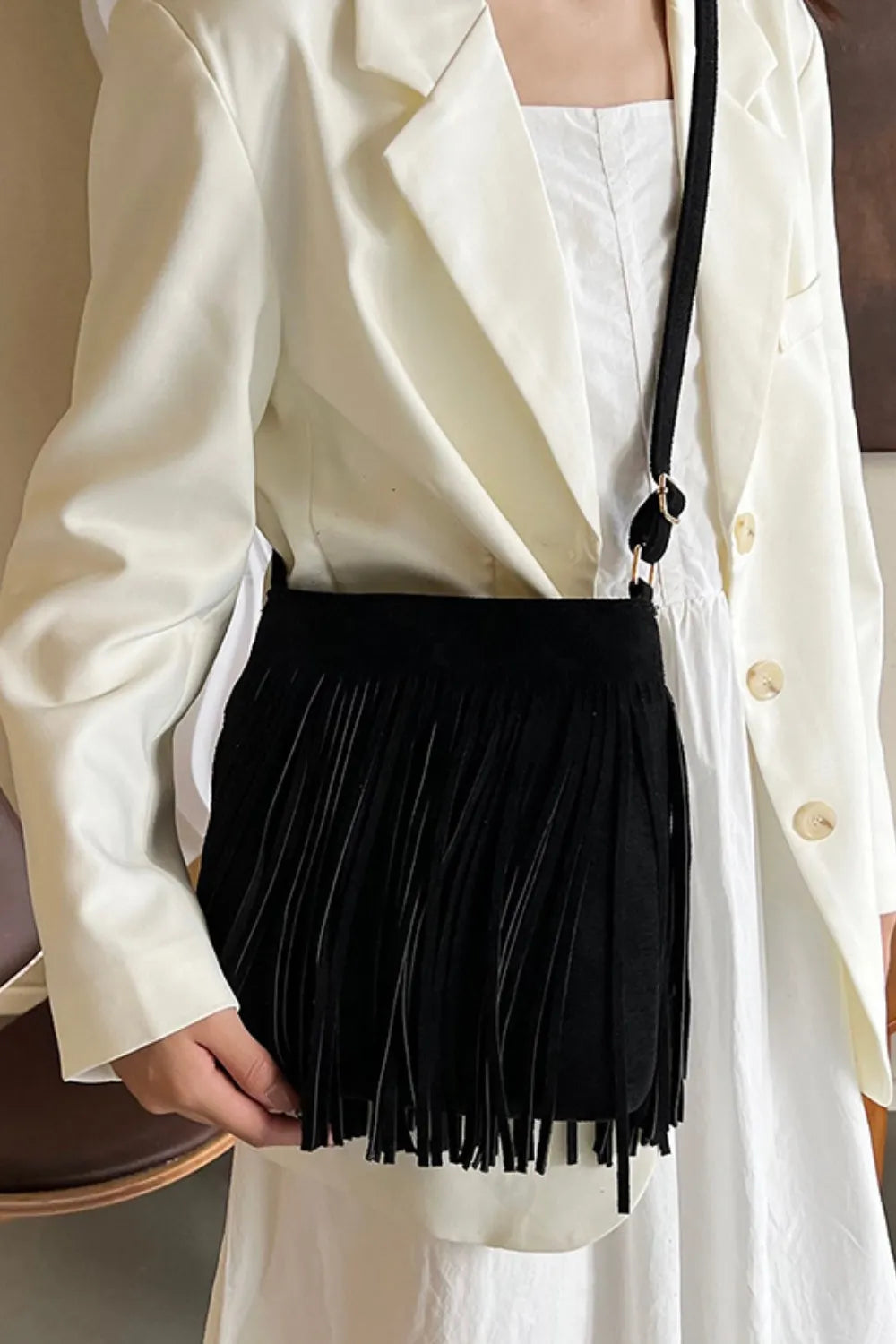 Bolso Bandolera de Ante con Flecos