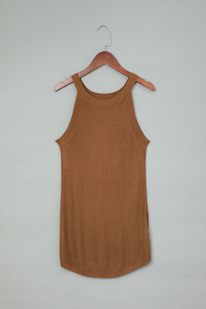 Top sin mangas de punto acanalado slim fit