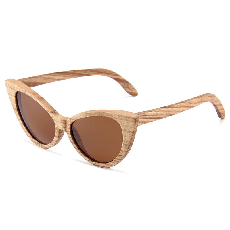 Gafas de sol polarizadas cat eye de madera retro