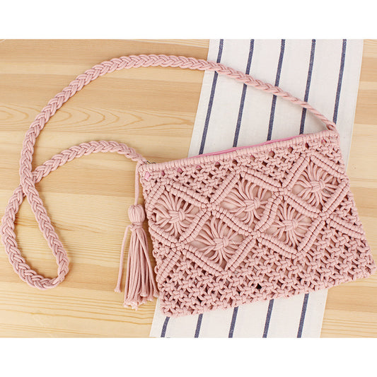 Bolso de Mano Tejido con Flecos Retro para Playa y Viaje