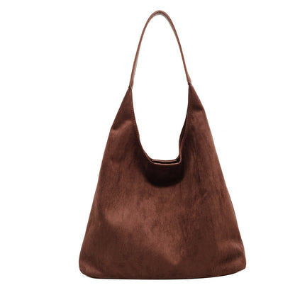 Bolso Tote Grande de Ante con Cierre Magnético Estilo Retro