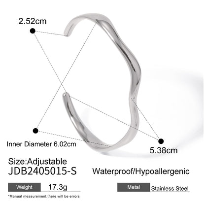 Pulsera Abierta de Acero Inoxidable Chapada en Oro 18K Estilo Minimalista