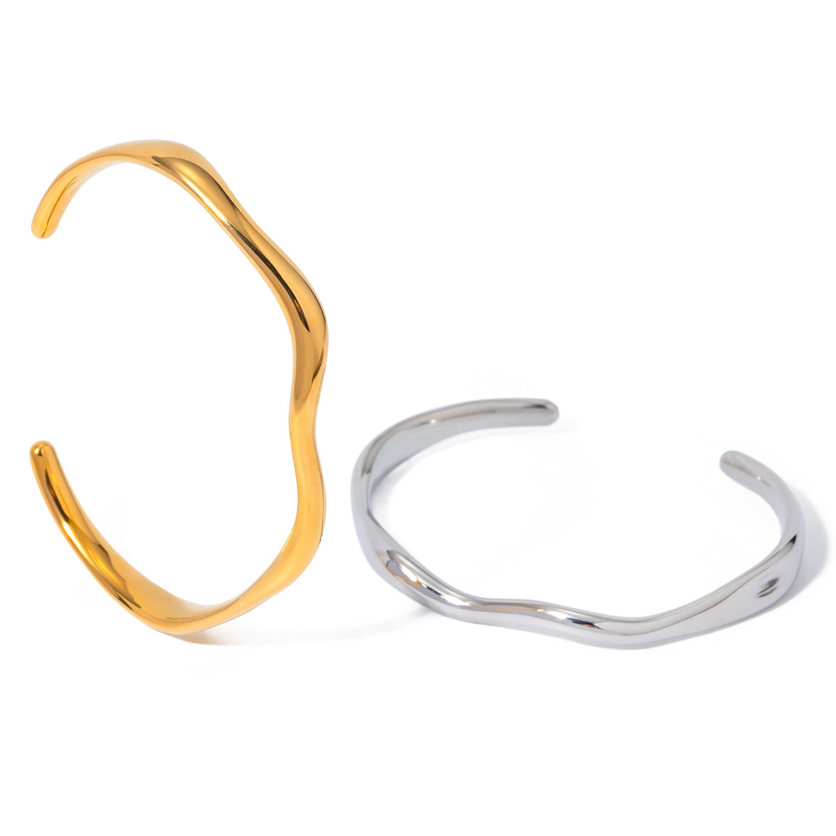 Pulsera Abierta de Acero Inoxidable Chapada en Oro 18K Estilo Minimalista
