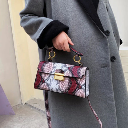 Bolso Bandolera de Piel Sintética con Estampado de Serpiente