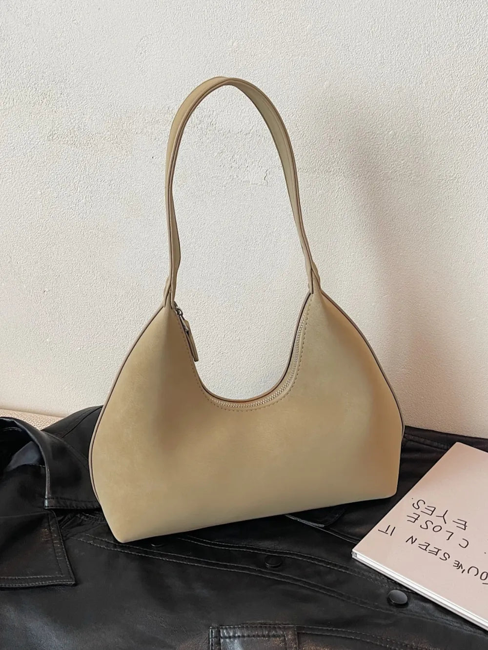 Bolso de Hombro Pequeño con Cremallera en Poliéster y PU