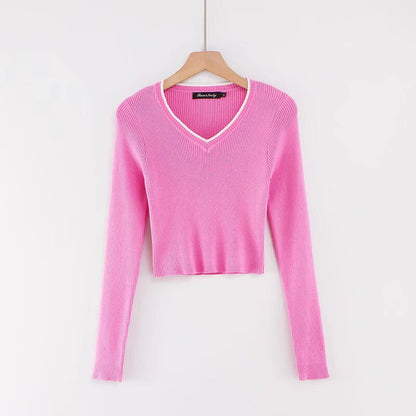 Top de manga larga con cuello en V
