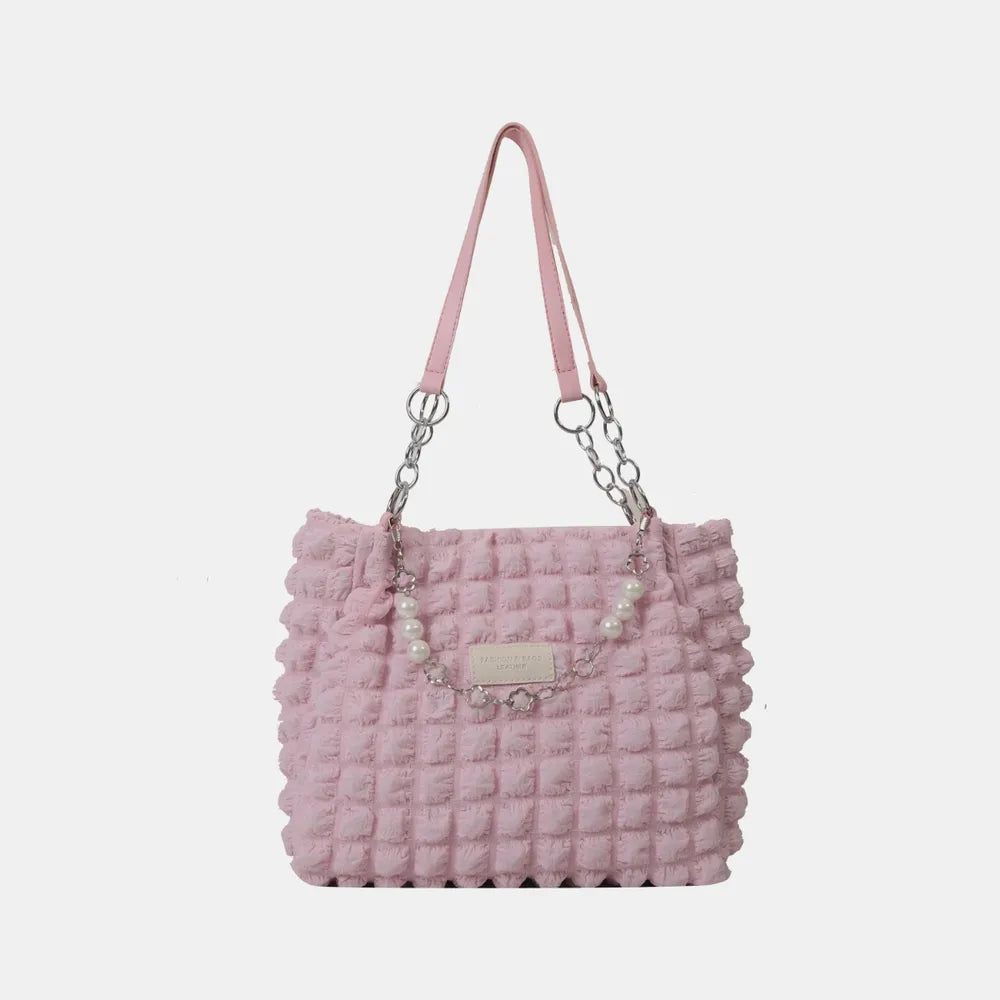 Bolso Tote con Textura Burbuja y Cadena