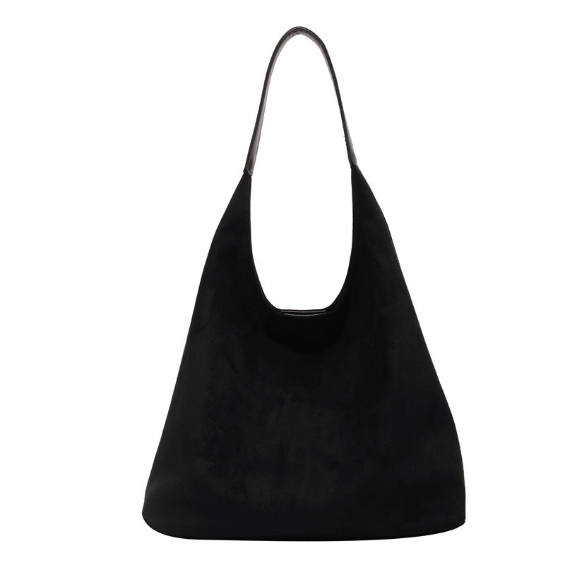 Bolso Tote Grande de Ante con Cierre Magnético Estilo Retro
