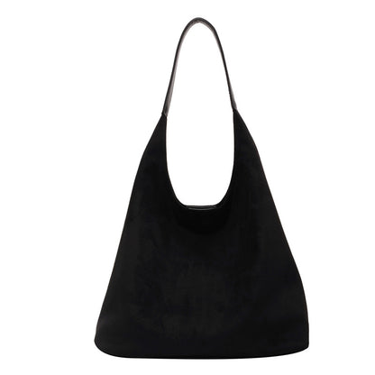 Bolso Tote Grande de Ante con Cierre Magnético Estilo Retro