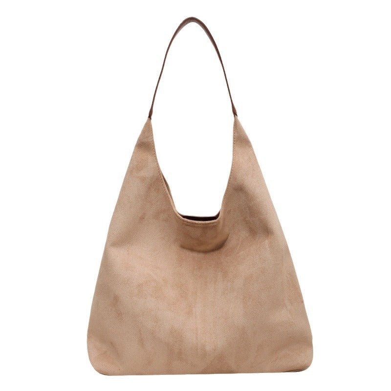Bolso Tote Grande de Ante con Cierre Magnético Estilo Retro