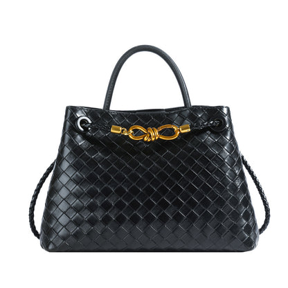 Bolso de hombro tejido con hebilla de cuerda metálica, a la moda, versátil, retro, ideal para mujeres que viajan al trabajo.