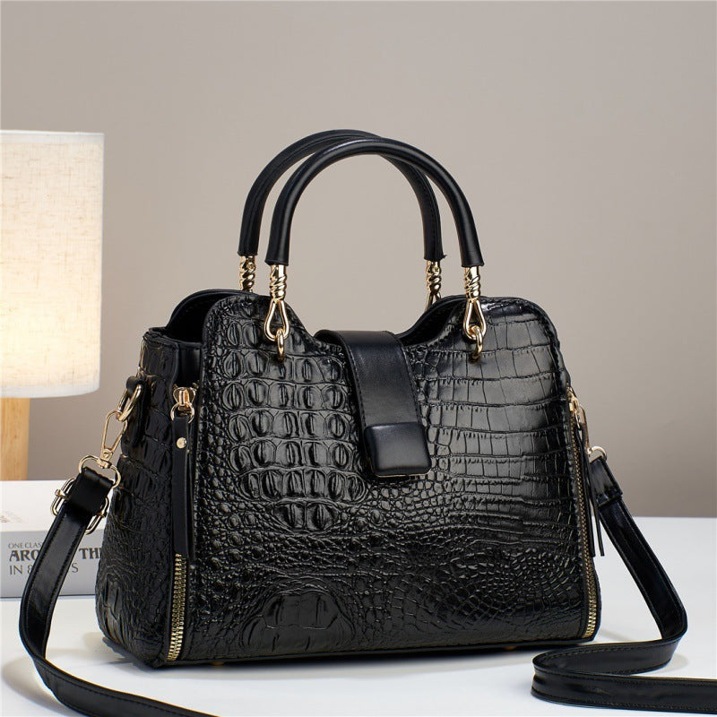 Bolso Tote y Bandolera con Patrón Cocodrilo de Gran Capacidad