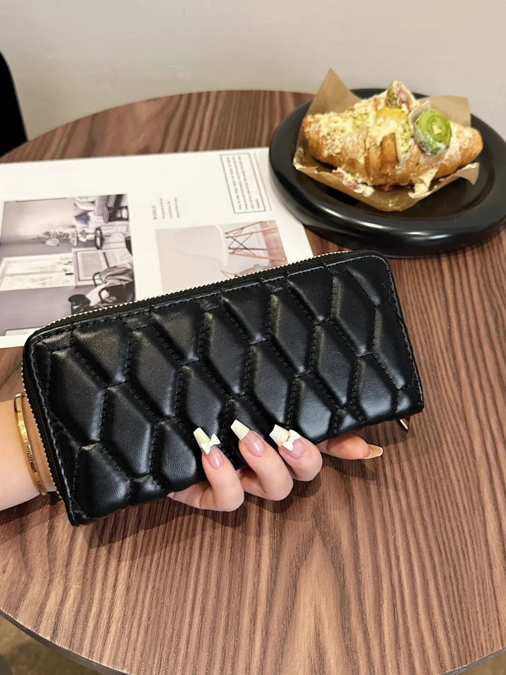 Cartera Pequeña de Piel Sintética de Color Liso