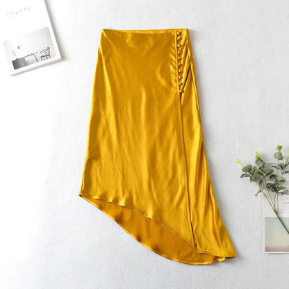 Falda midi de satén bicolor estilo francés
