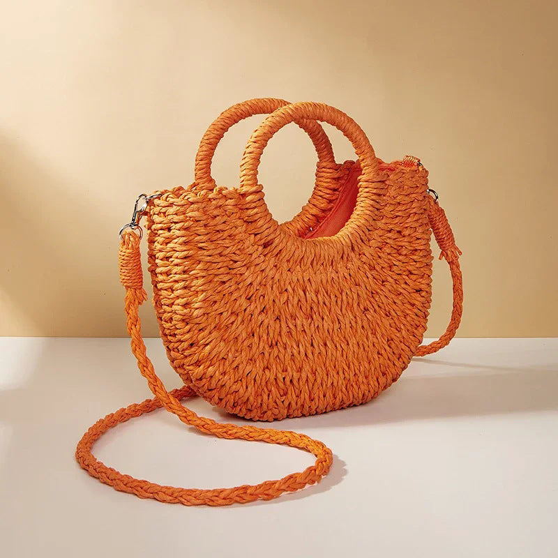 Bolso de hierba trenzada para mujer, versátil para la playa