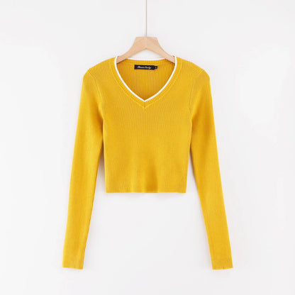 Top de manga larga con cuello en V