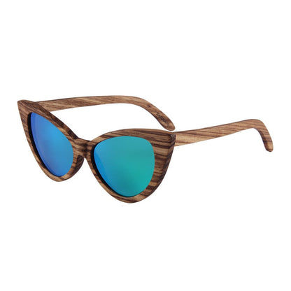 Gafas de sol polarizadas cat eye de madera retro