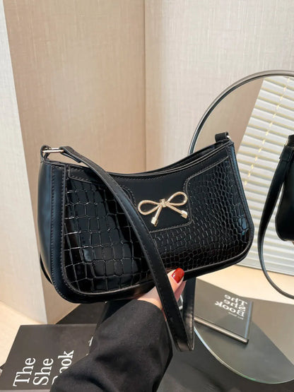 Bolso de Hombro Pequeño de Piel Sintética con Lazo