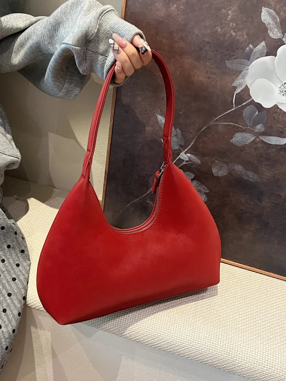 Bolso de Hombro Pequeño con Cremallera en Poliéster y PU